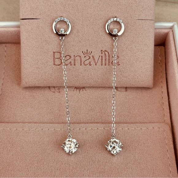 Jewelry - 2.1ctw Moissanite Dangle Chain Stud Earrings S925